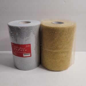 Glitter Mesh Ribbon Rolls: Silver and Gold.  330
